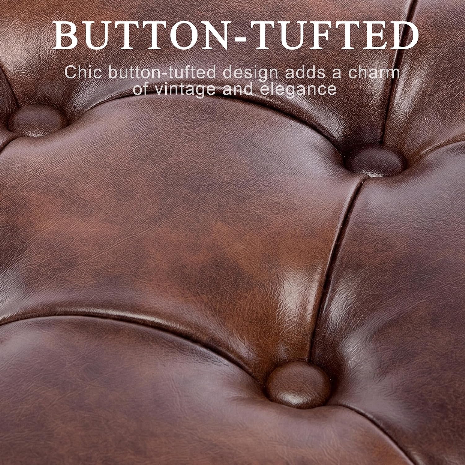 Button-Tufted Ottoman Bench, Upholstered Bedroom Benches Footrest Stool Dining Bench Leather Accent Bench for Entryway Dining Room Living Room Bedroom End of Bed, Dark Brown