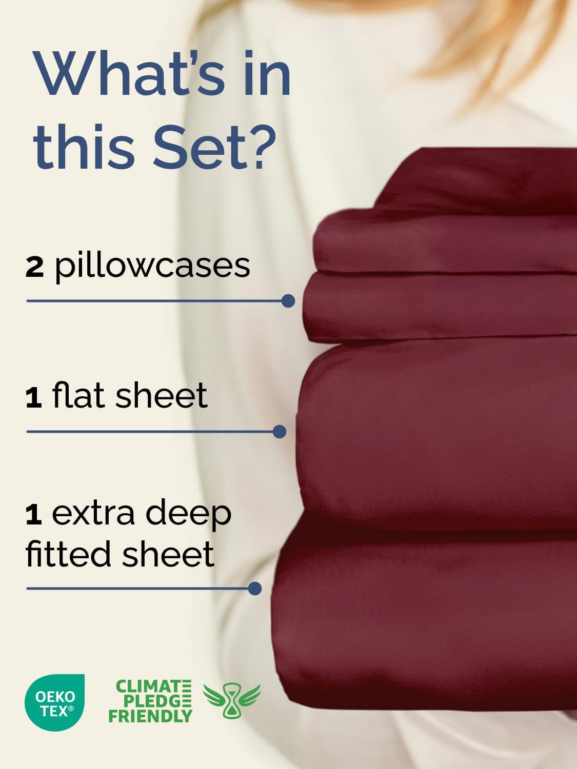Extra Deep Twin Sheet Set - 4 Piece Breathable & Cooling Sheets - Burgundy | Hotel Luxury Bed Sheets Set, Easy & Secure Fit, Ultra-Soft, Wrinkle & Fade Free, Comfy Sheets Set with Extra Deep Pockets