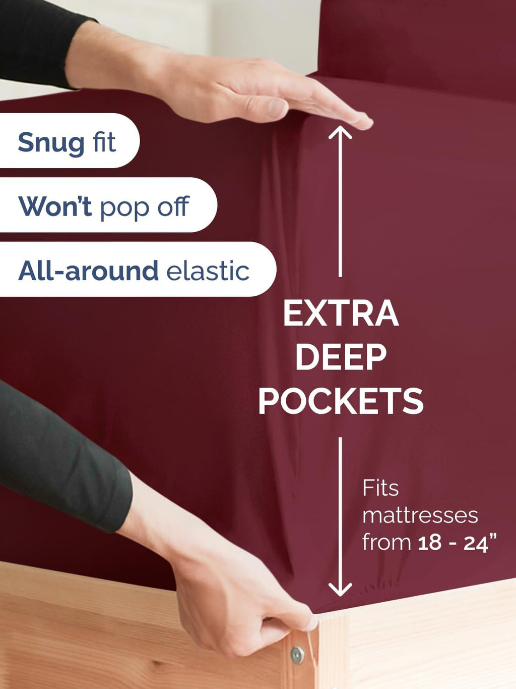 Extra Deep Twin Sheet Set - 4 Piece Breathable & Cooling Sheets - Burgundy | Hotel Luxury Bed Sheets Set, Easy & Secure Fit, Ultra-Soft, Wrinkle & Fade Free, Comfy Sheets Set with Extra Deep Pockets