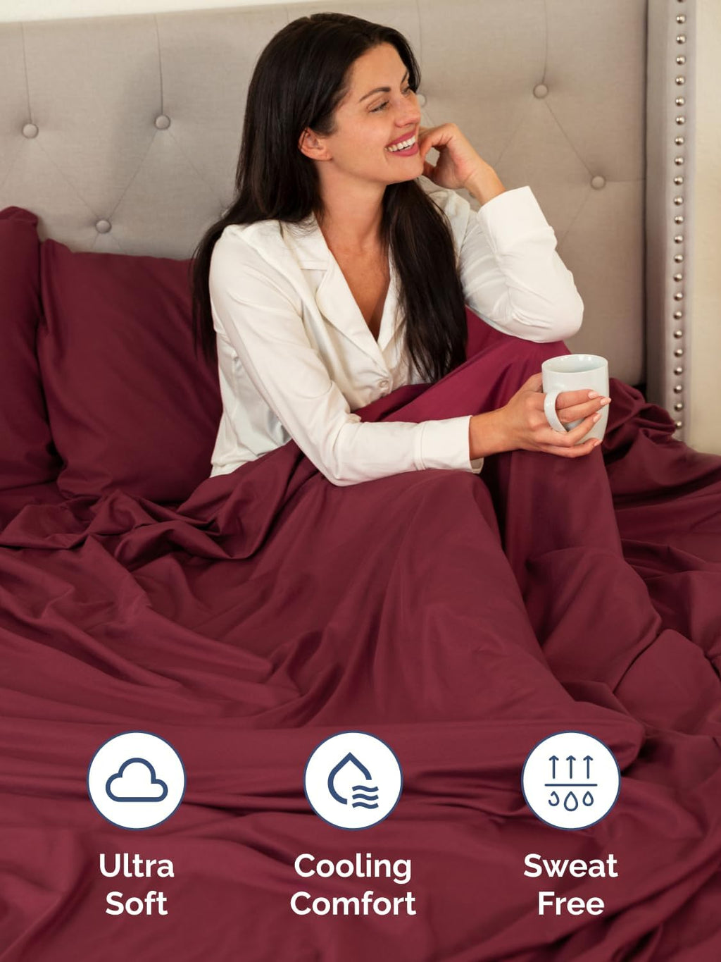 Extra Deep Twin Sheet Set - 4 Piece Breathable & Cooling Sheets - Burgundy | Hotel Luxury Bed Sheets Set, Easy & Secure Fit, Ultra-Soft, Wrinkle & Fade Free, Comfy Sheets Set with Extra Deep Pockets