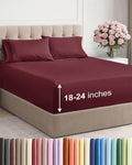 Extra Deep Twin Sheet Set - 4 Piece Breathable & Cooling Sheets - Burgundy | Hotel Luxury Bed Sheets Set, Easy & Secure Fit, Ultra-Soft, Wrinkle & Fade Free, Comfy Sheets Set with Extra Deep Pockets